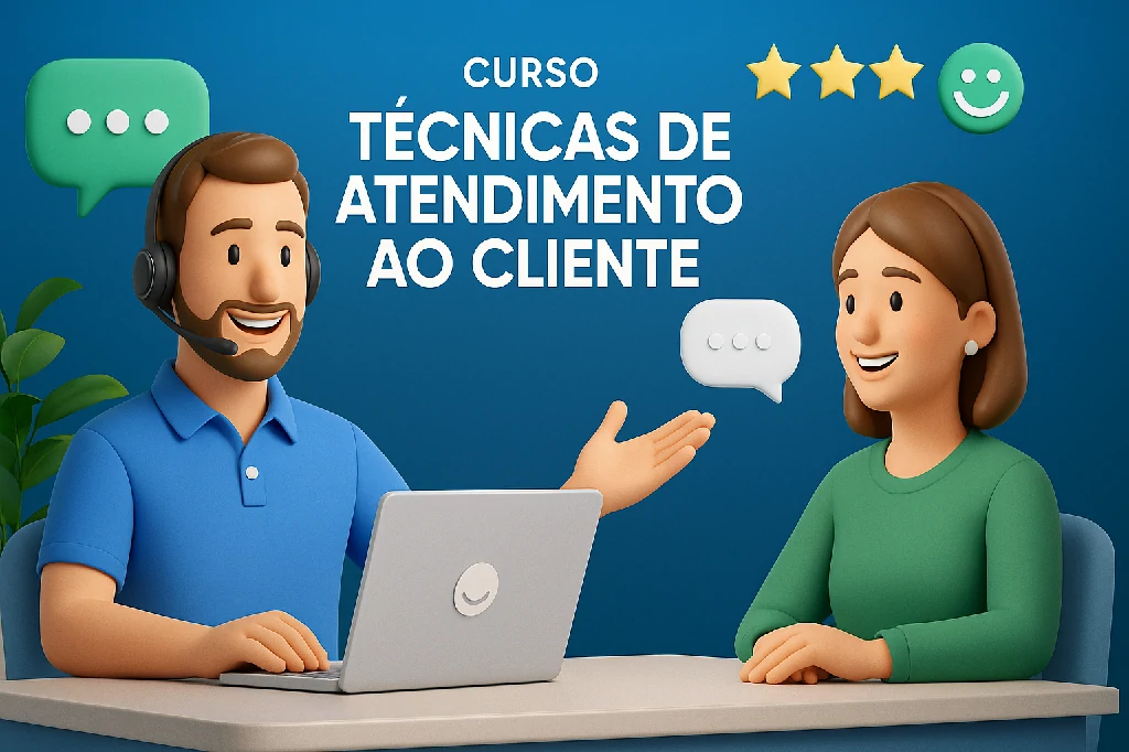 Capa do curso TÉCNICAS DE ATENDIMENTO AO CLIENTE